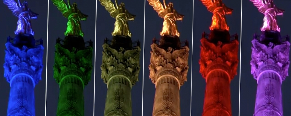 El Ángel se ‘pinta’ de arcoíris por el Día Internacional contra la Homofobia, Bifobia y Transfobia
